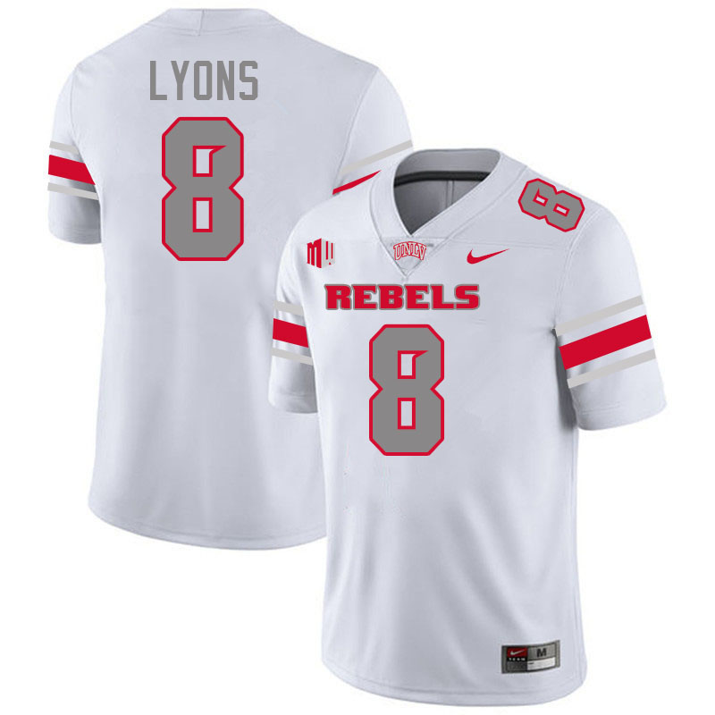 #8 Taeshaun Lyons UNLV Rebels College Football Jersey Stitched-White